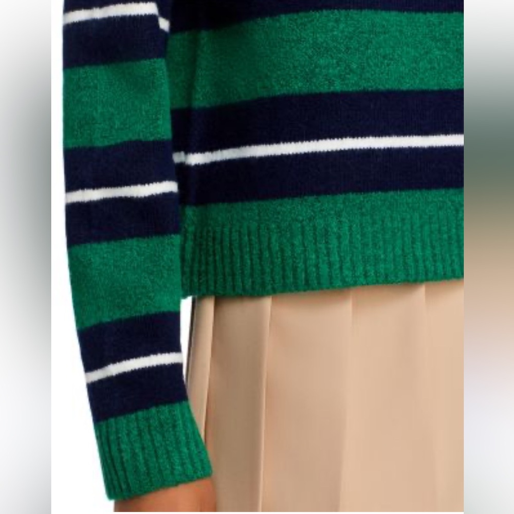 NWT Aqua Striped Polo Sweater - Exclusive In Green Multi size S - Picture 5 of 16